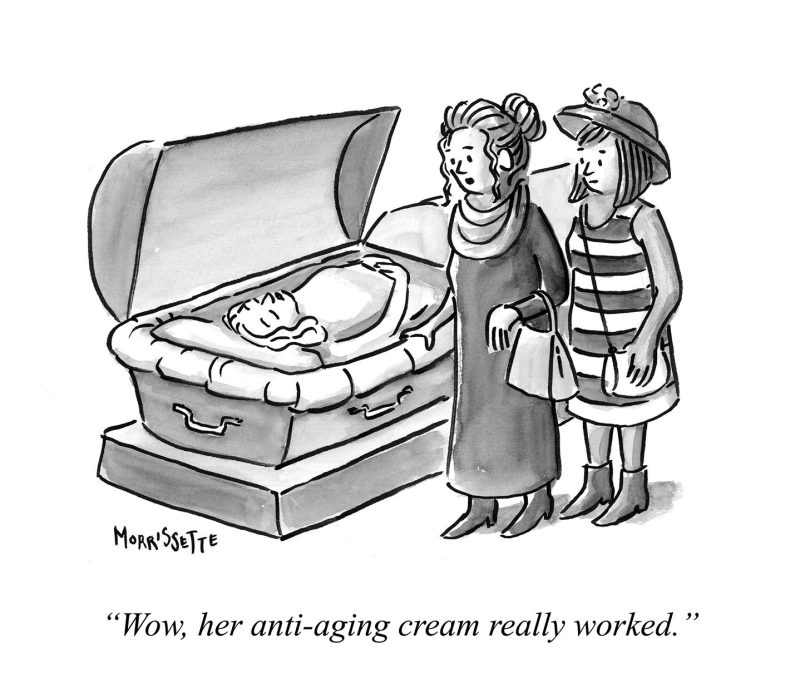 Anti Aging Cream at Funeral cartoon| © Sarah Morrissette