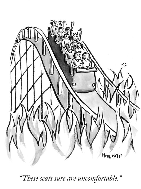 Dystopian Rollercoaster cartoon | © Sarah Morrissette